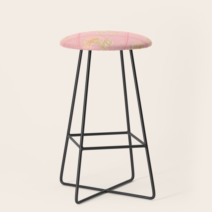 Provence Cottage Floral in Pink Linen  Stool Gallery Image 1