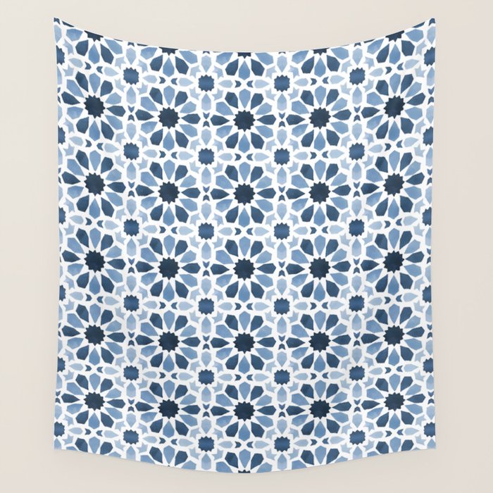 Watercolor Zellige Harmony Wall Tapestry Gallery Image 4
