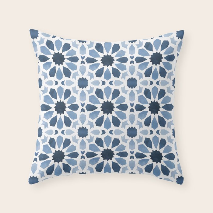 Watercolor Zellige Harmony Throw Pillow Gallery Image 1