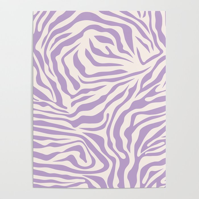 Zebra Print Purple Lilac Lavender Zebra Stripes Wild Animal Print Zebra Pattern Preppy Modern Decor Poster Gallery Image 1