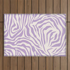 Zebra Print Purple Lilac Lavender Zebra Stripes Wild Animal Print Zebra Pattern Preppy Modern Decor Outdoor Rug Gallery Image 1