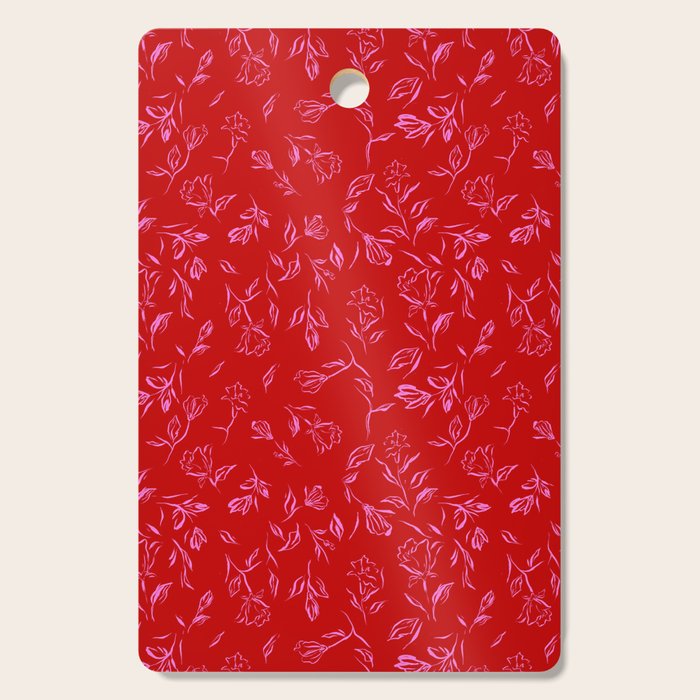 Pink and red romantic wildflowers Cutting Board Gallery Image 1