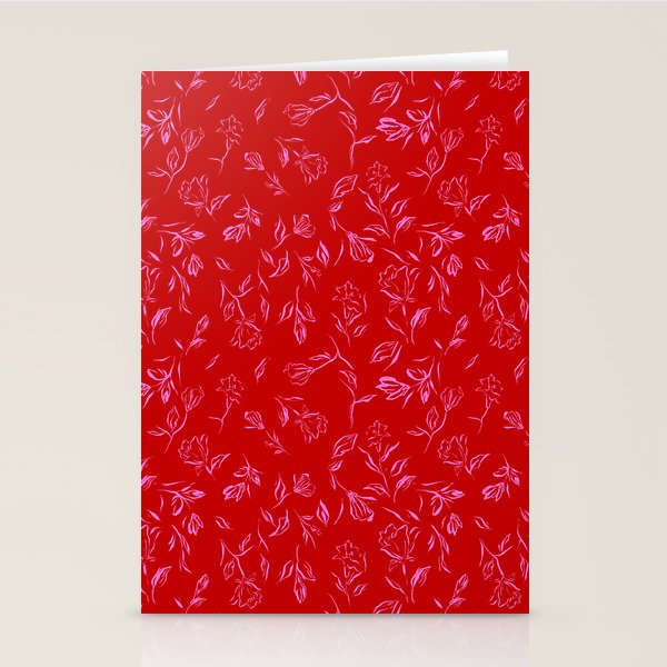 Pink and red romantic wildflowers Stationery Card Gallery Image 1