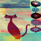 Mid-Century Modern 2 Cats - Graffiti Style Coffee Mug Gallery Image 2