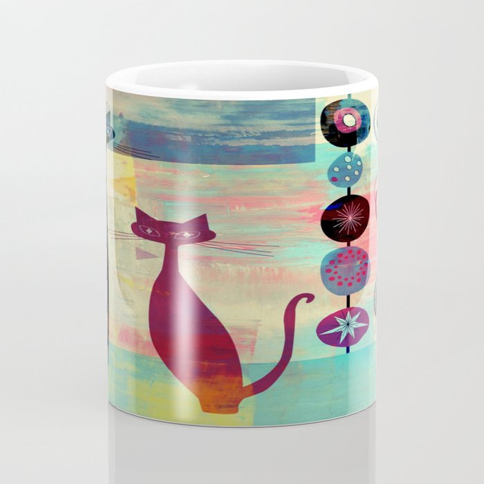 Mid-Century Modern 2 Cats - Graffiti Style Coffee Mug Gallery Image 4