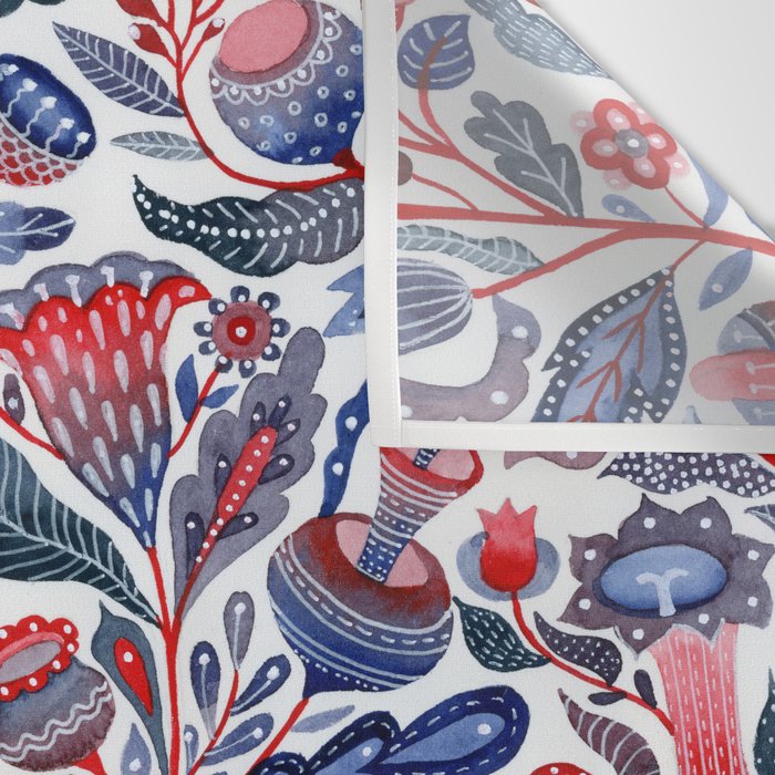 Botanical in red and blue Wall Tapestry Gallery Image 3