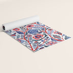Botanical in red and blue Yoga Mat Gallery Image 2