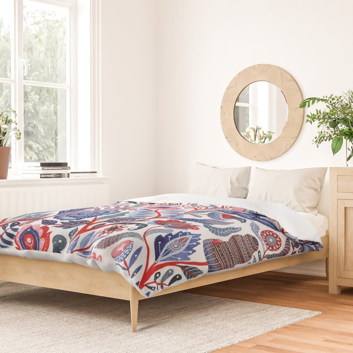 Botanical in red and blue Duvet Cover Gallery Image 2