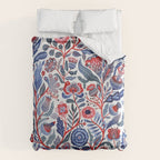 Botanical in red and blue Comforter Gallery Image 6