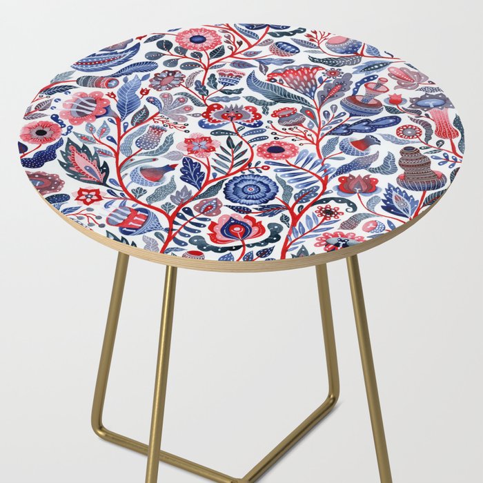 Botanical in red and blue Side Table Gallery Image 2