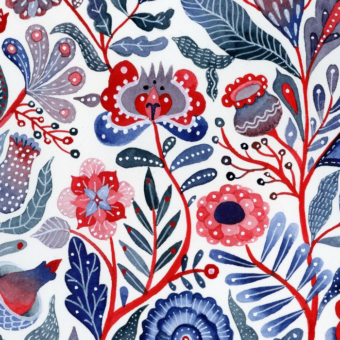 Botanical in red and blue Coffee Mug Gallery Image 2