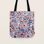 Botanical in red and blue Tote Bag Gallery Image 1