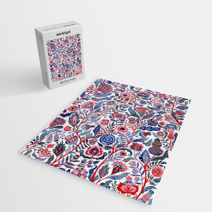 Botanical in red and blue Jigsaw Puzzle Gallery Image 2