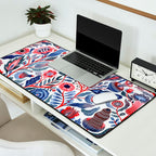 Botanical in red and blue Desk Mat Gallery Image 2