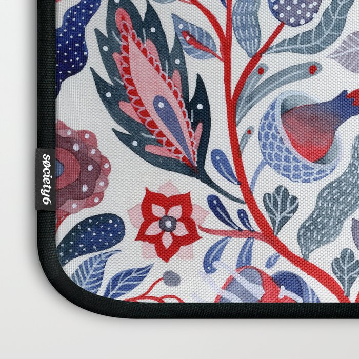 Botanical in red and blue Laptop Sleeve Gallery Image 3