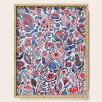 Botanical in red and blue Serving Tray Gallery Image 1