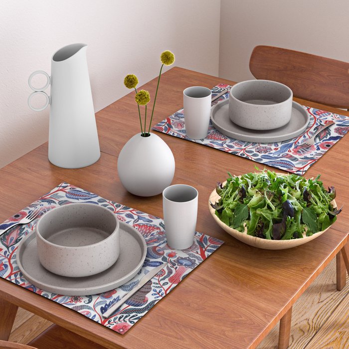 Botanical in red and blue Placemat Gallery Image 2
