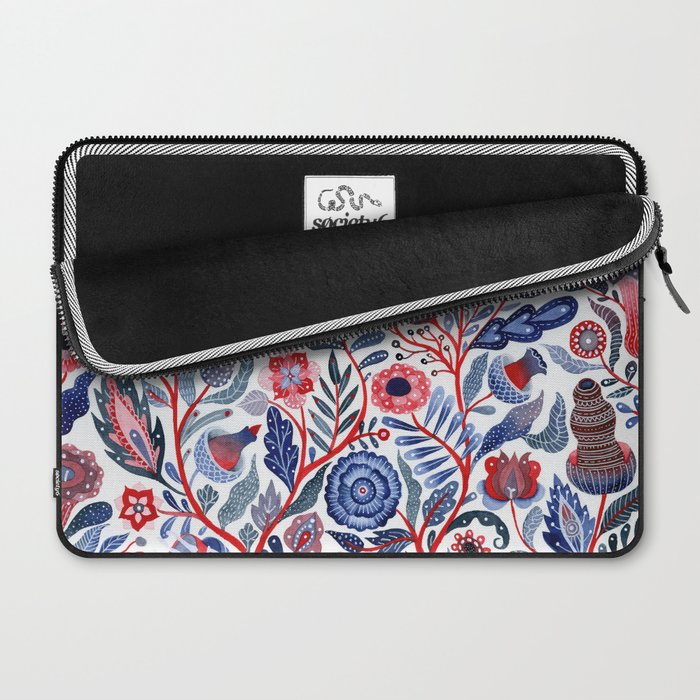 Botanical in red and blue Laptop Sleeve Gallery Image 2