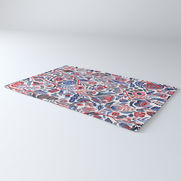 Botanical in red and blue Rug Gallery Image 3