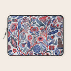 Botanical in red and blue Laptop Sleeve Gallery Image 1