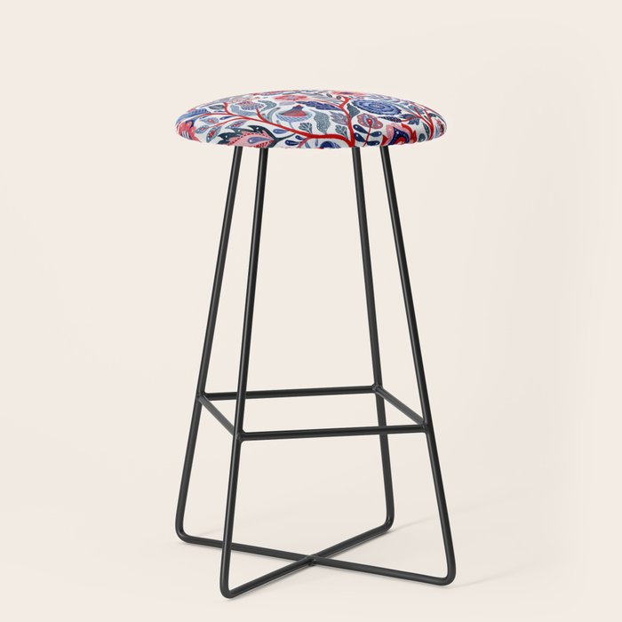 Botanical in red and blue Stool Gallery Image 1