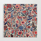 Botanical in red and blue Wood Wall Art Gallery Image 1