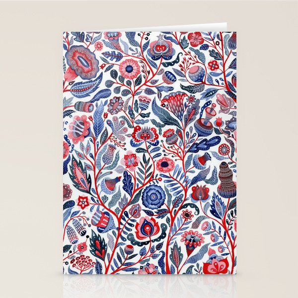 Botanical in red and blue Stationery Card Gallery Image 2