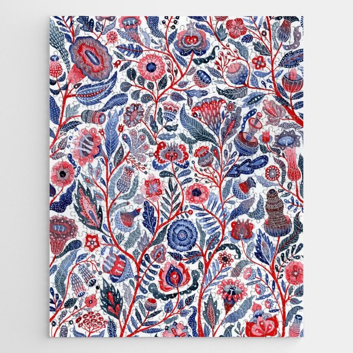 Botanical in red and blue Jigsaw Puzzle Gallery Image 1