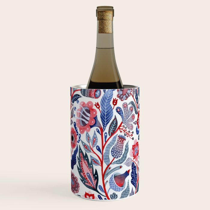Botanical in red and blue Wine Chiller Gallery Image 2
