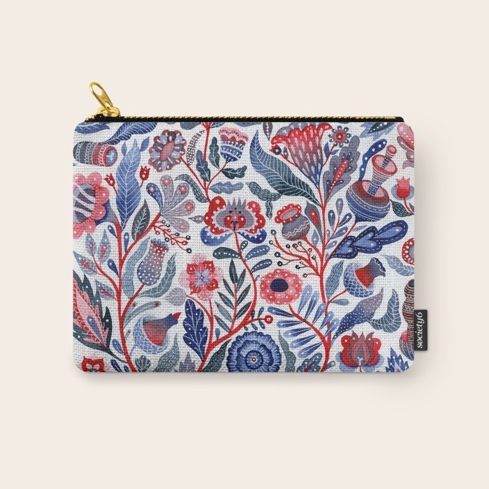 Botanical in red and blue Carry All Pouch Gallery Image 1