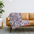 Botanical in red and blue Throw Blanket Gallery Image 1