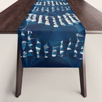 Blue Shibori African Indigo Low Poly Abstract Digital Art Painting Table Runner Gallery Image 1