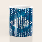 Blue Shibori African Indigo Low Poly Abstract Digital Art Painting Coffee Mug Gallery Image 4