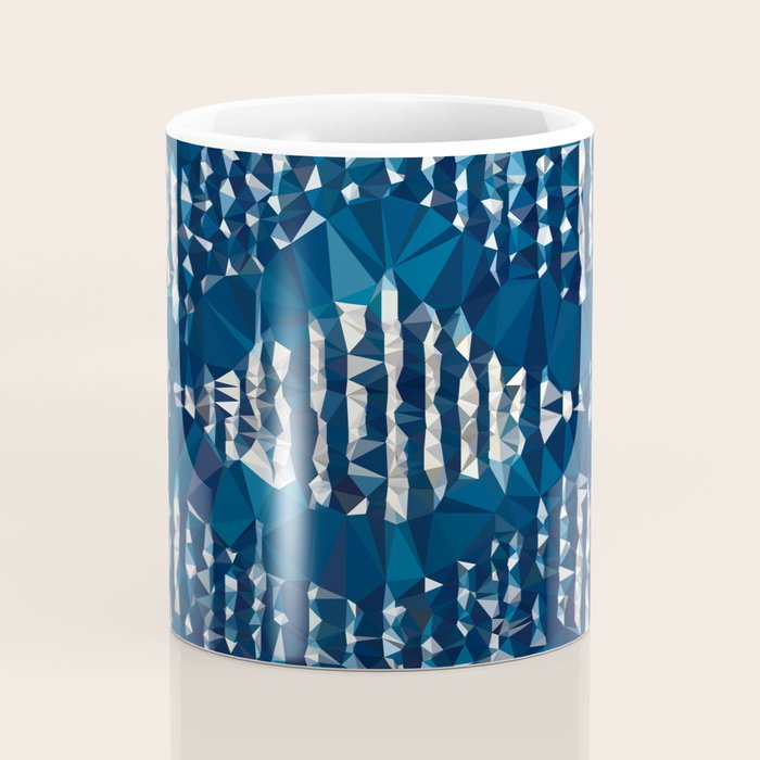 Blue Shibori African Indigo Low Poly Abstract Digital Art Painting Coffee Mug Gallery Image 4