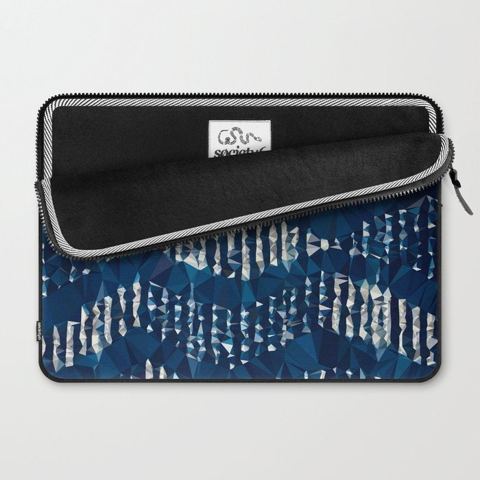 Blue Shibori African Indigo Low Poly Abstract Digital Art Painting Laptop Sleeve Gallery Image 2