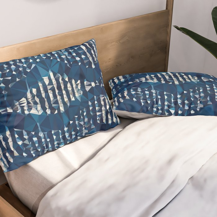 Blue Shibori African Indigo Low Poly Abstract Digital Art Painting Pillow Sham Gallery Image 2