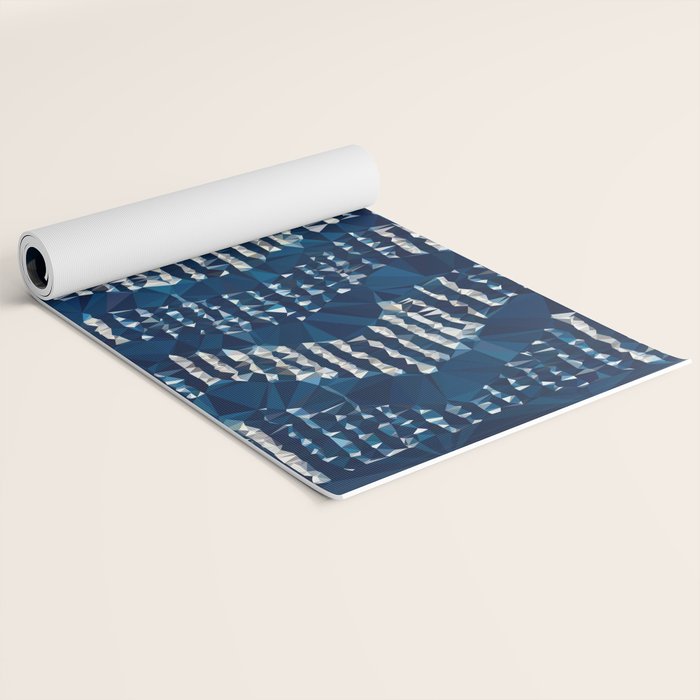Blue Shibori African Indigo Low Poly Abstract Digital Art Painting Yoga Mat Gallery Image 2