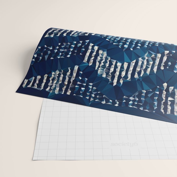 Blue Shibori African Indigo Low Poly Abstract Digital Art Painting Wrapping Paper Gallery Image 2