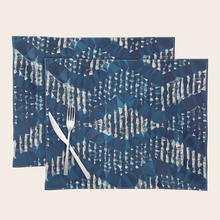 Blue Shibori African Indigo Low Poly Abstract Digital Art Painting Placemat Gallery Image 1