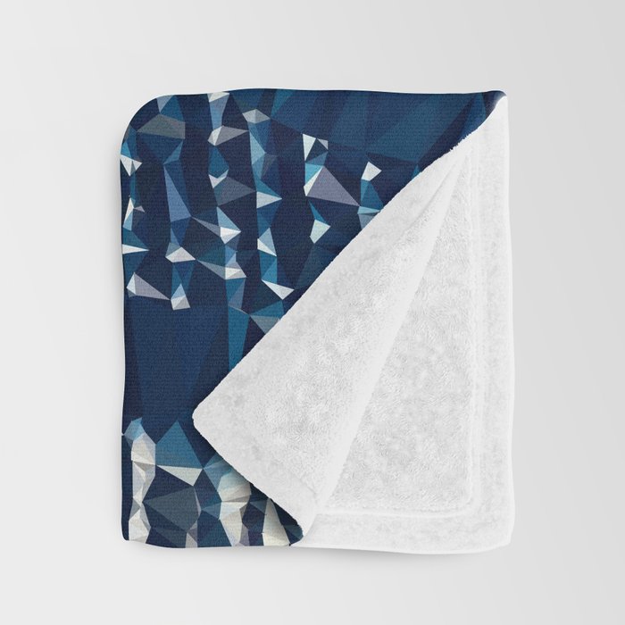 Blue Shibori African Indigo Low Poly Abstract Digital Art Painting Throw Blanket Gallery Image 3