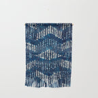 Blue Shibori African Indigo Low Poly Abstract Digital Art Painting Wall Hanging Gallery Image 1