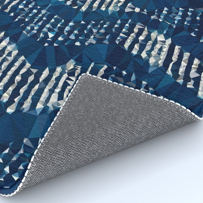 Blue Shibori African Indigo Low Poly Abstract Digital Art Painting Rug Gallery Image 4
