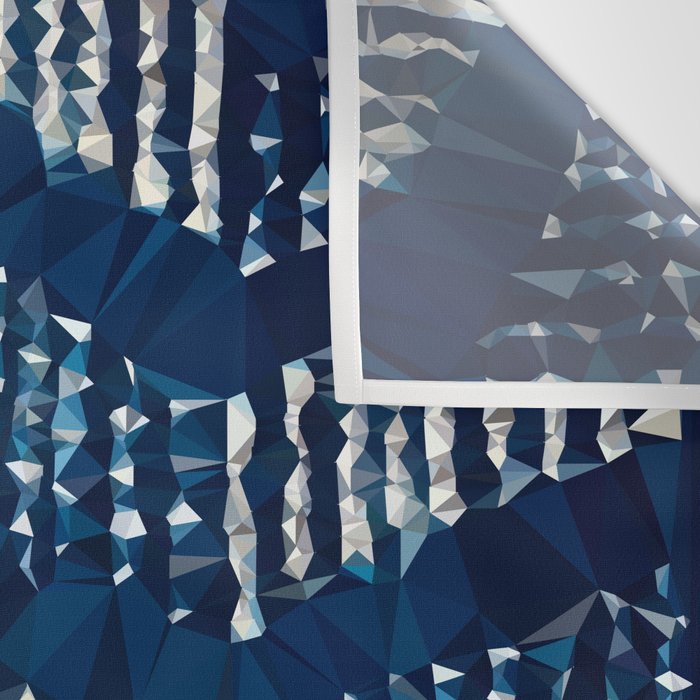 Blue Shibori African Indigo Low Poly Abstract Digital Art Painting Wall Tapestry Gallery Image 3