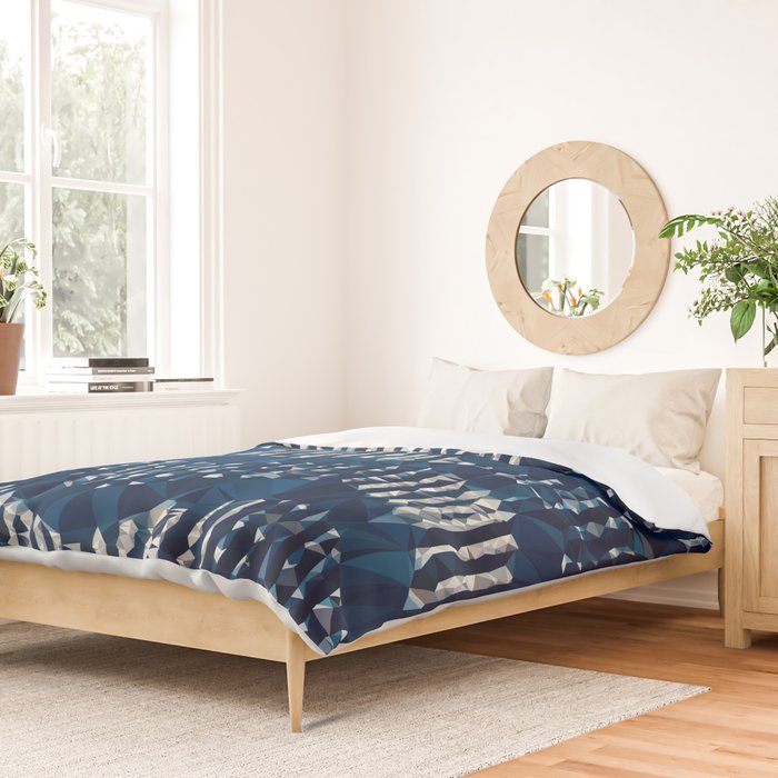 Blue Shibori African Indigo Low Poly Abstract Digital Art Painting Duvet Cover Gallery Image 2