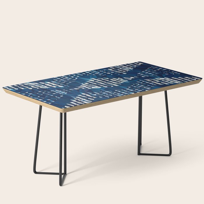 Blue Shibori African Indigo Low Poly Abstract Digital Art Painting Coffee Table Gallery Image 1