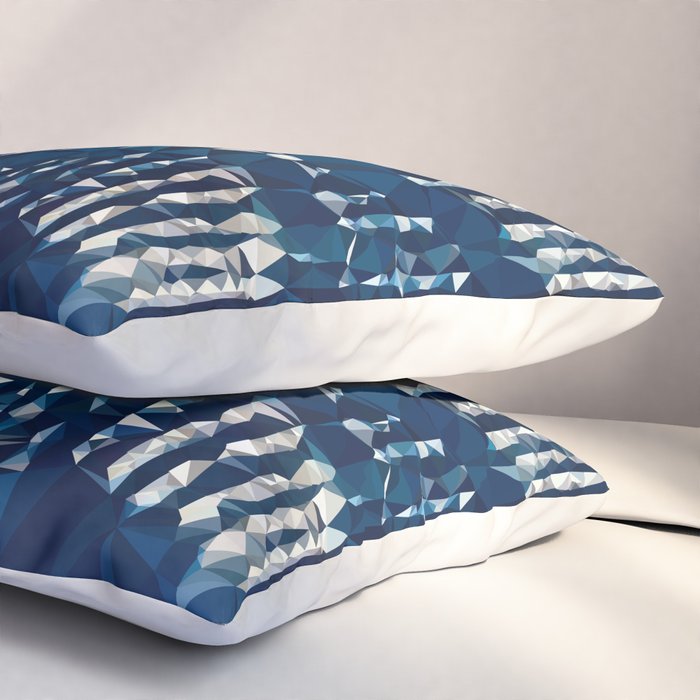 Blue Shibori African Indigo Low Poly Abstract Digital Art Painting Pillow Sham Gallery Image 3