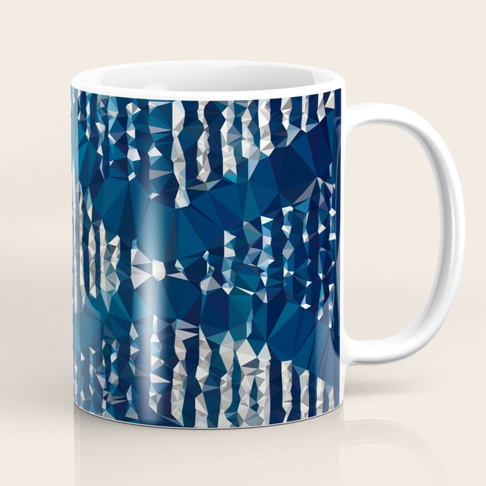 Blue Shibori African Indigo Low Poly Abstract Digital Art Painting Coffee Mug Gallery Image 1