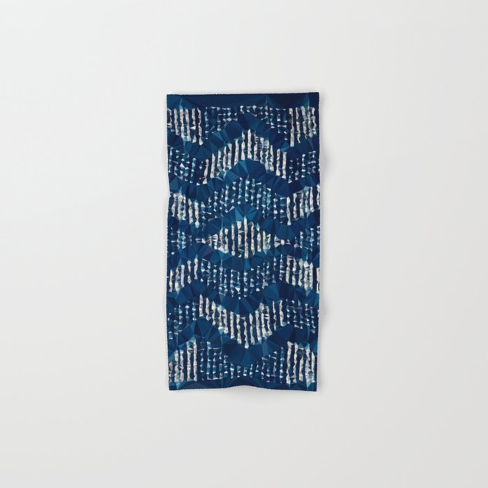 Blue Shibori African Indigo Low Poly Abstract Digital Art Painting Bath Towel Gallery Image 1