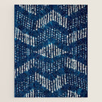 Blue Shibori African Indigo Low Poly Abstract Digital Art Painting Jigsaw Puzzle Gallery Image 1