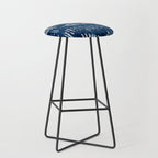 Blue Shibori African Indigo Low Poly Abstract Digital Art Painting Stool Gallery Image 1